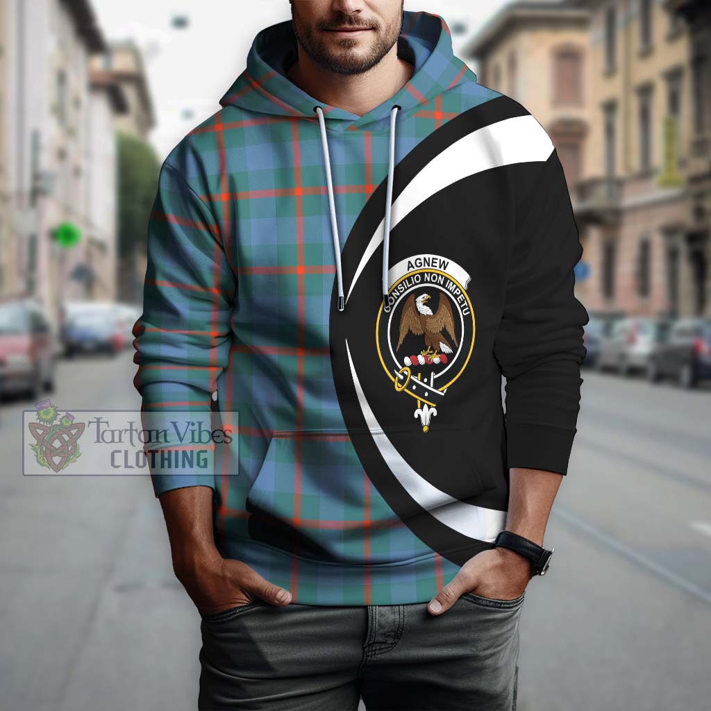 Tartan Vibes Clothing Agnew Ancient Tartan Hoodie with Family Crest Circle Style