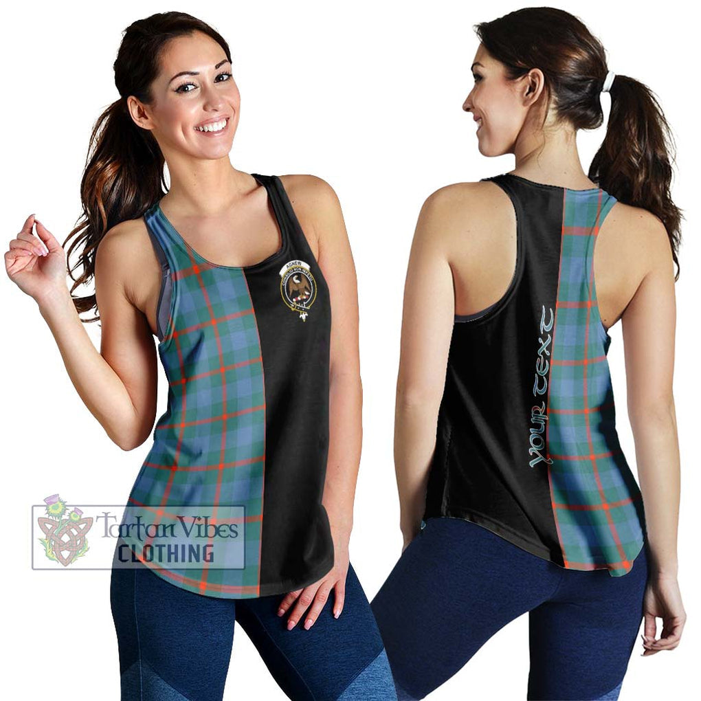 Agnew Ancient Tartan Women's Racerback Tanks with Family Crest and Half Of Me Style 4XL - Tartanvibesclothing Shop