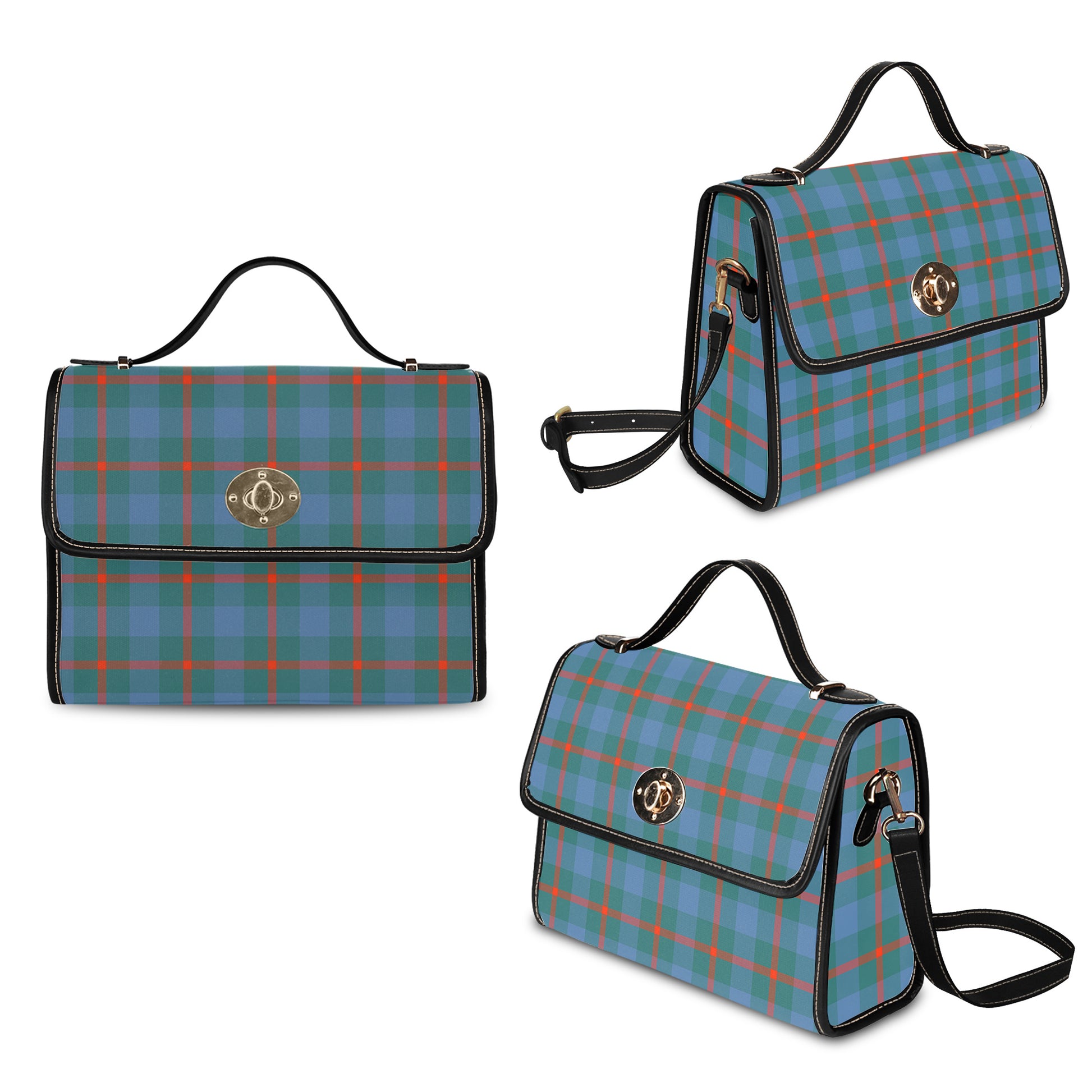 Agnew Ancient Tartan Leather Strap Waterproof Canvas Bag One Size 34cm * 42cm (13.4" x 16.5") - Tartanvibesclothing