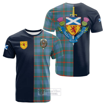 Agnew Ancient Tartan Cotton T-shirt with Scottish Lion Royal Arm Half Style