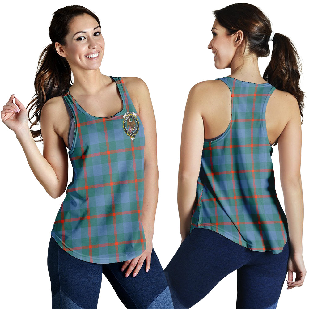 Agnew Ancient Tartan Women Racerback Tanks with Family Crest - Tartanvibesclothing