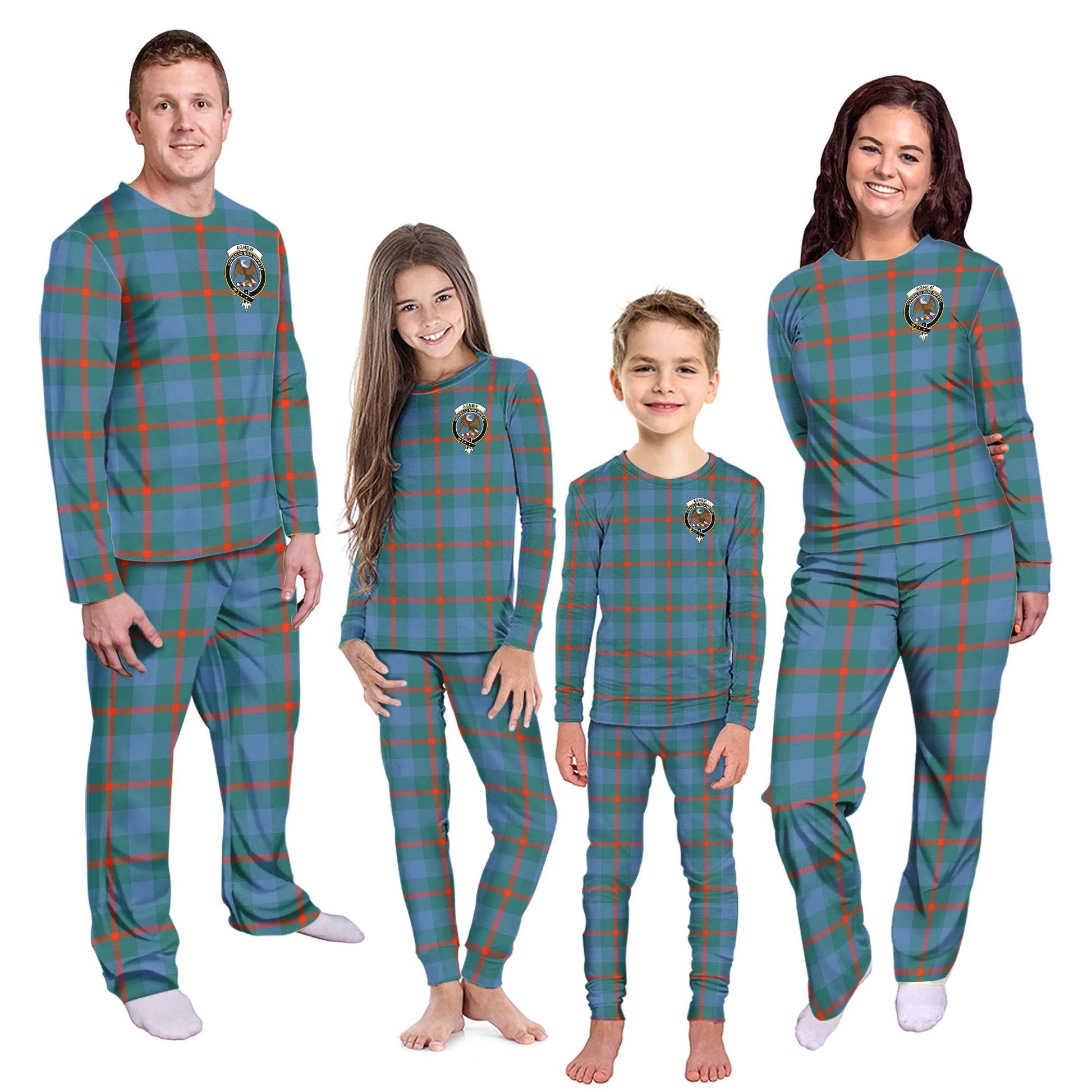 Agnew Ancient Tartan Pajamas Family Set with Family Crest Kid - Tartan Vibes Clothing