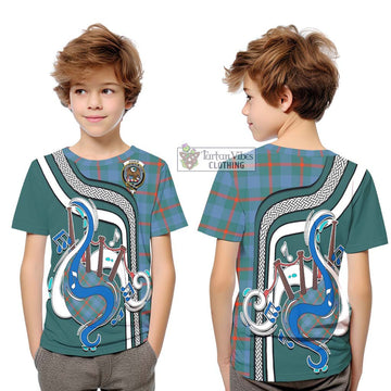 Agnew Ancient Tartan Kid T-Shirt with Epic Bagpipe Style