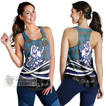 Agnew Ancient Tartan Women's Racerback Tanks with Alba Gu Brath Regal Lion Emblem