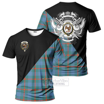 Agnew Ancient Tartan T-Shirt with Family Crest and Military Logo Style