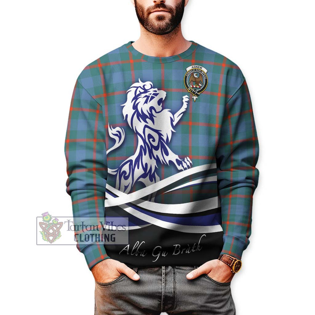 Agnew Ancient Tartan Sweatshirt with Alba Gu Brath Regal Lion Emblem Unisex - Tartanvibesclothing Shop