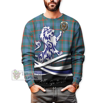 Agnew Ancient Tartan Sweatshirt with Alba Gu Brath Regal Lion Emblem