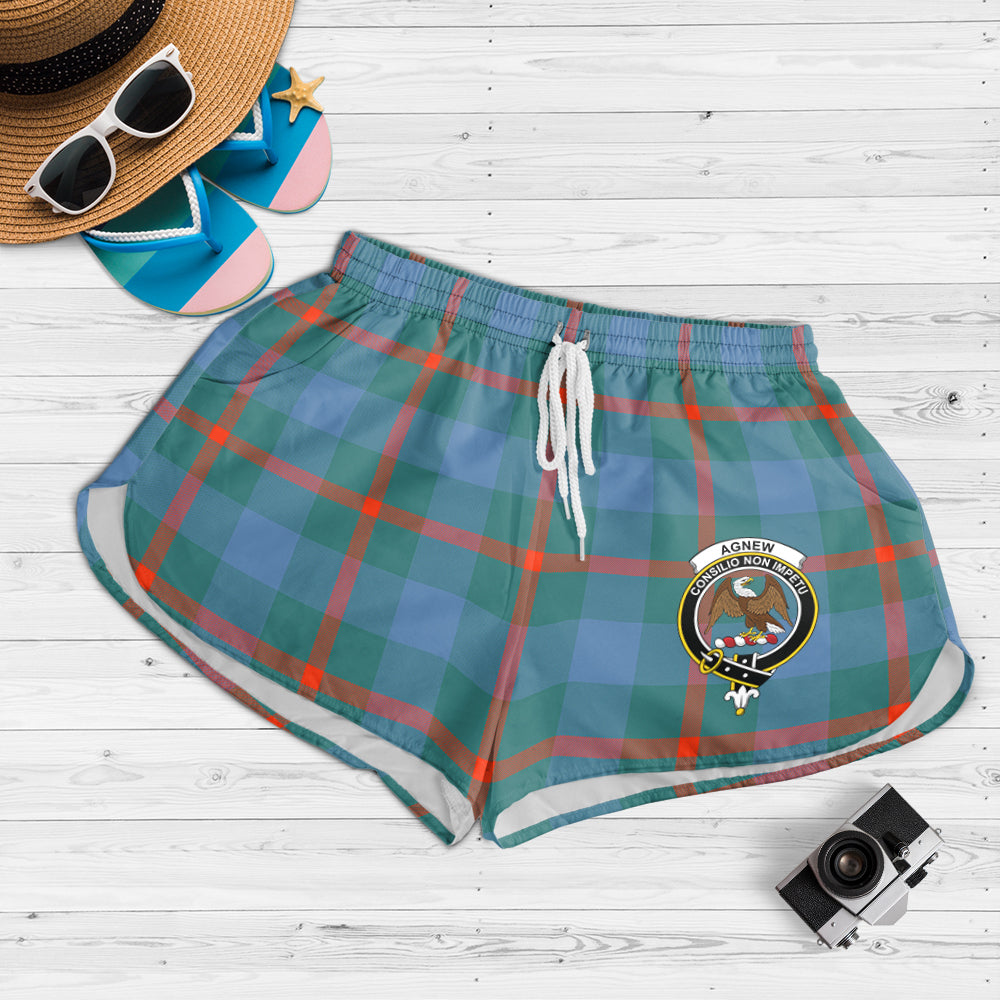 Agnew Ancient Tartan Womens Shorts with Family Crest - Tartanvibesclothing