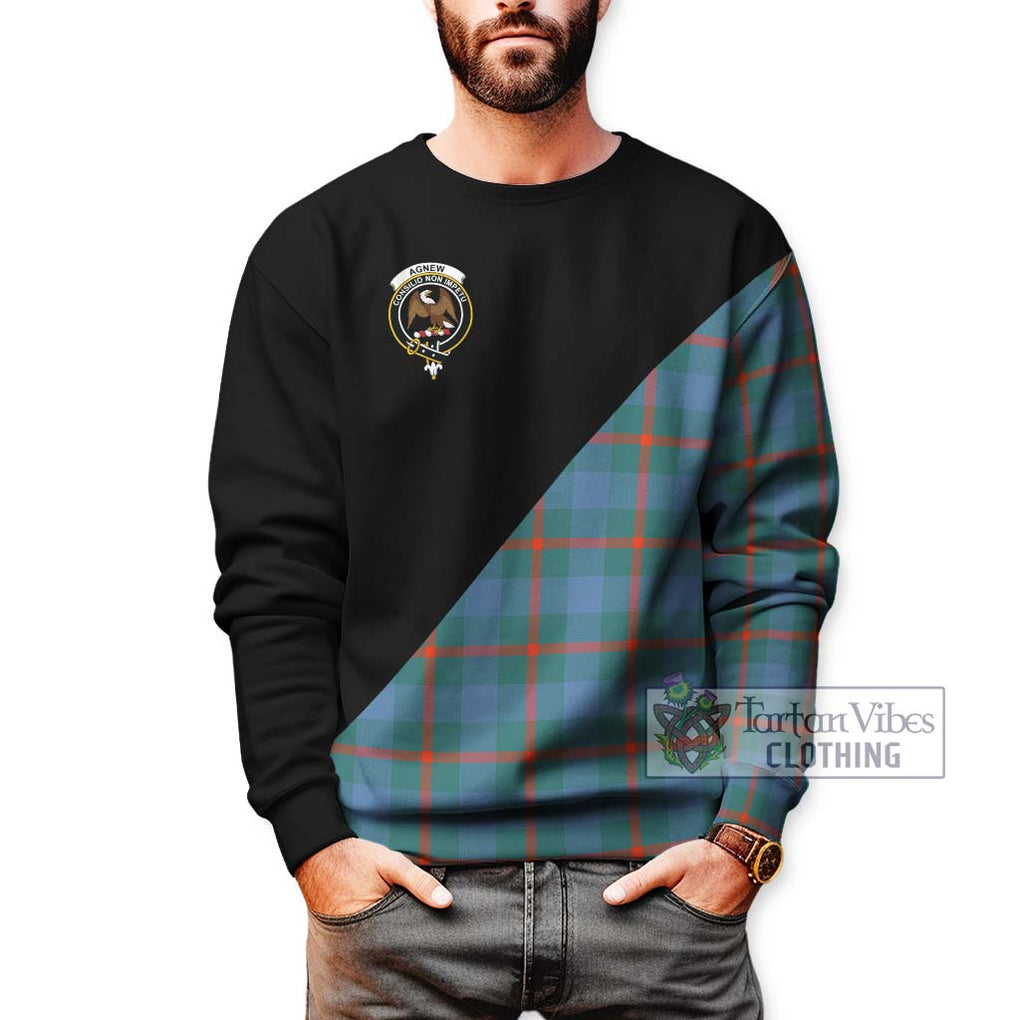 Agnew Ancient Tartan Sweatshirt with Family Crest and Military Logo Style Unisex - Tartanvibesclothing Shop