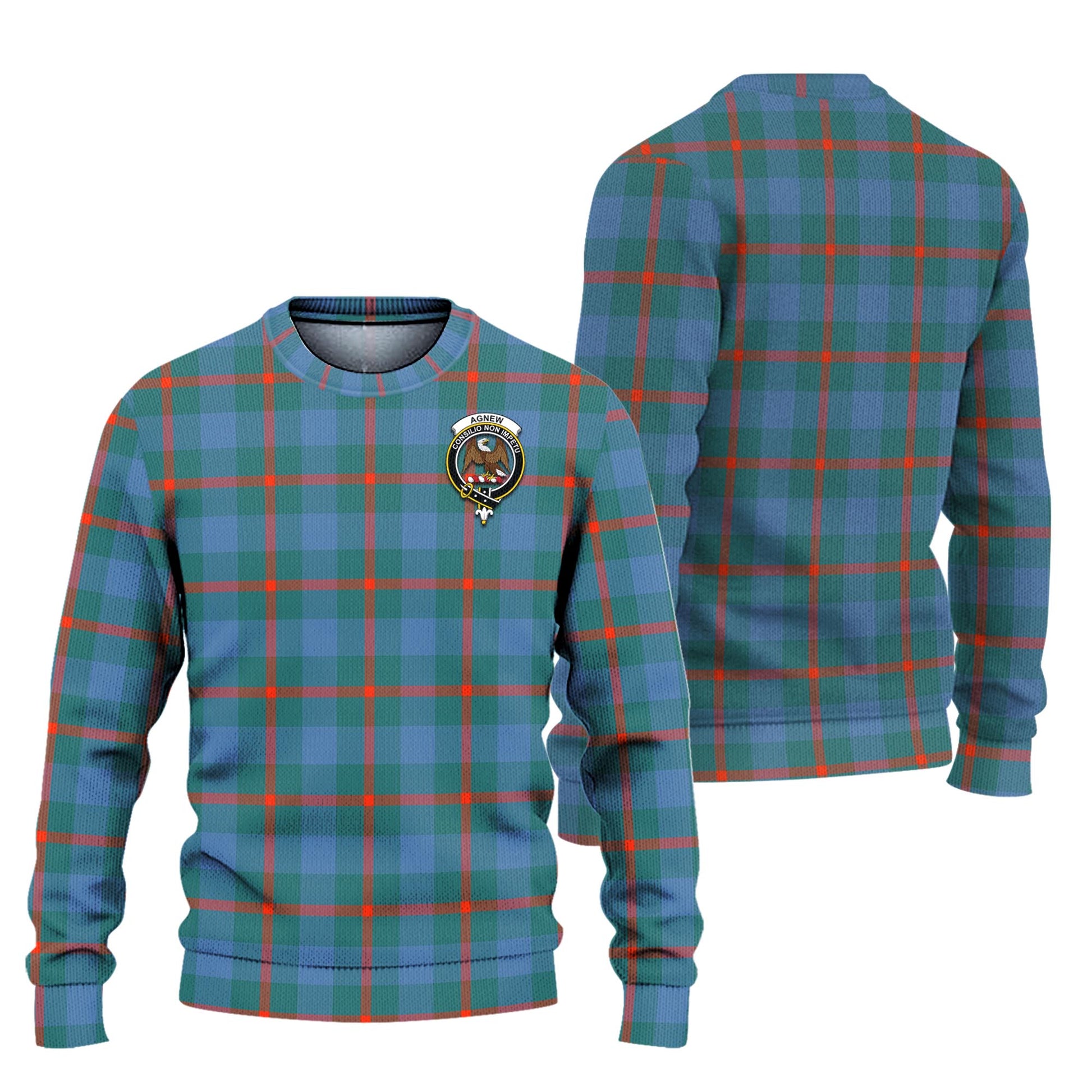 Agnew Ancient Tartan Knitted Sweater with Family Crest Unisex - Tartanvibesclothing