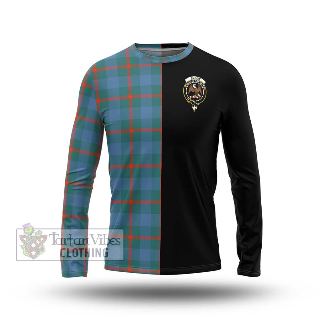 Agnew Ancient Tartan Long Sleeve T-Shirt with Family Crest and Half Of Me Style Unisex - Tartanvibesclothing Shop