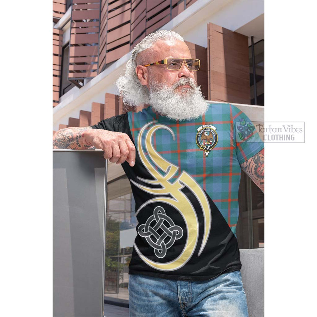 Tartan Vibes Clothing Agnew Ancient Tartan Cotton T-shirt with Family Crest and Celtic Symbol Style