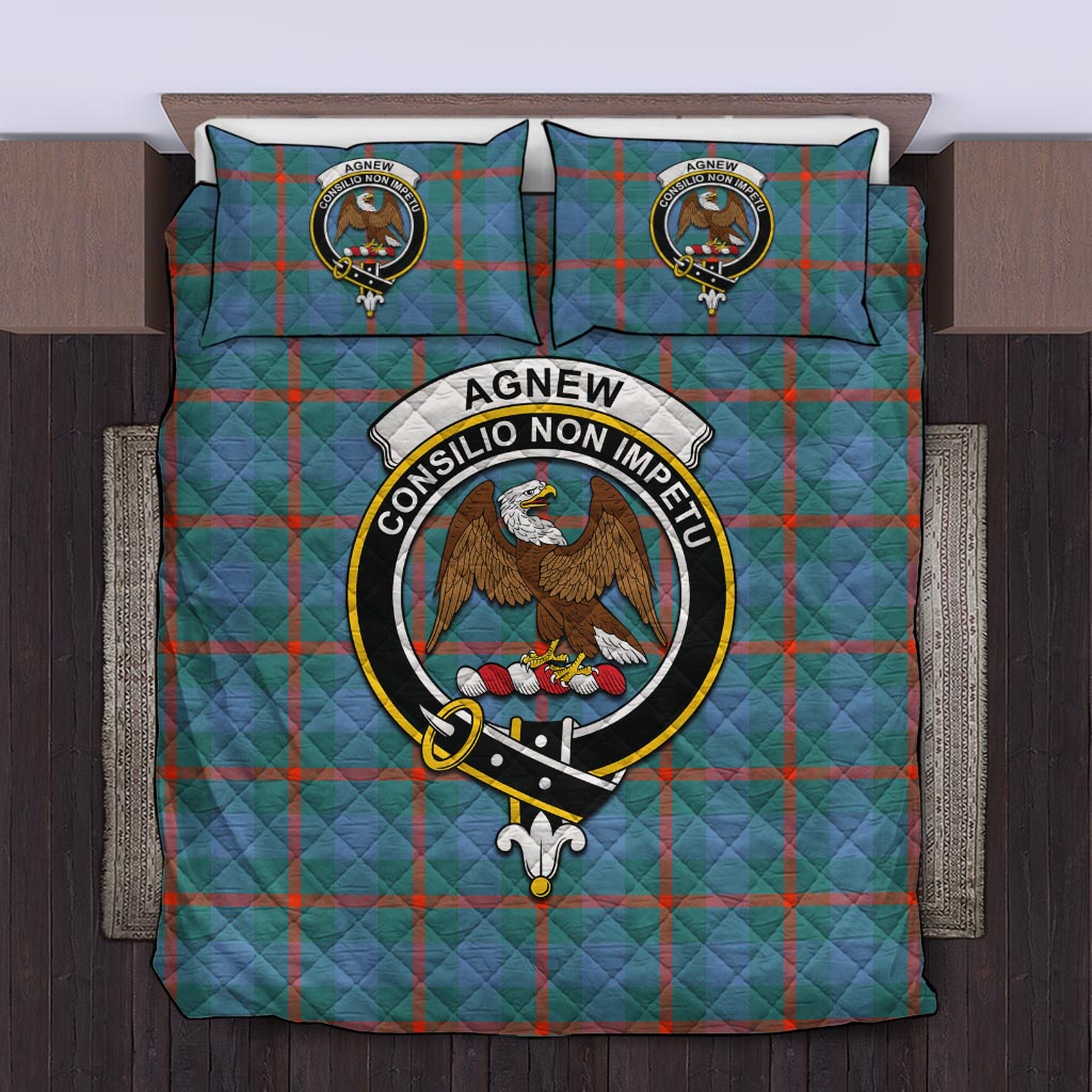 Agnew Ancient Tartan Quilt Bed Set with Family Crest Twin - Tartan Vibes Clothing