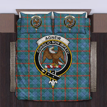 Agnew Ancient Tartan Quilt Bed Set with Family Crest