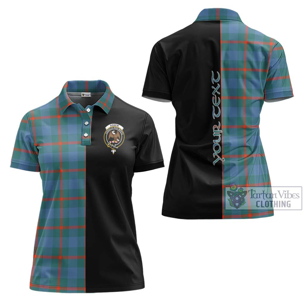 Agnew Ancient Tartan Women's Polo Shirt with Family Crest and Half Of Me Style Women - Tartanvibesclothing Shop