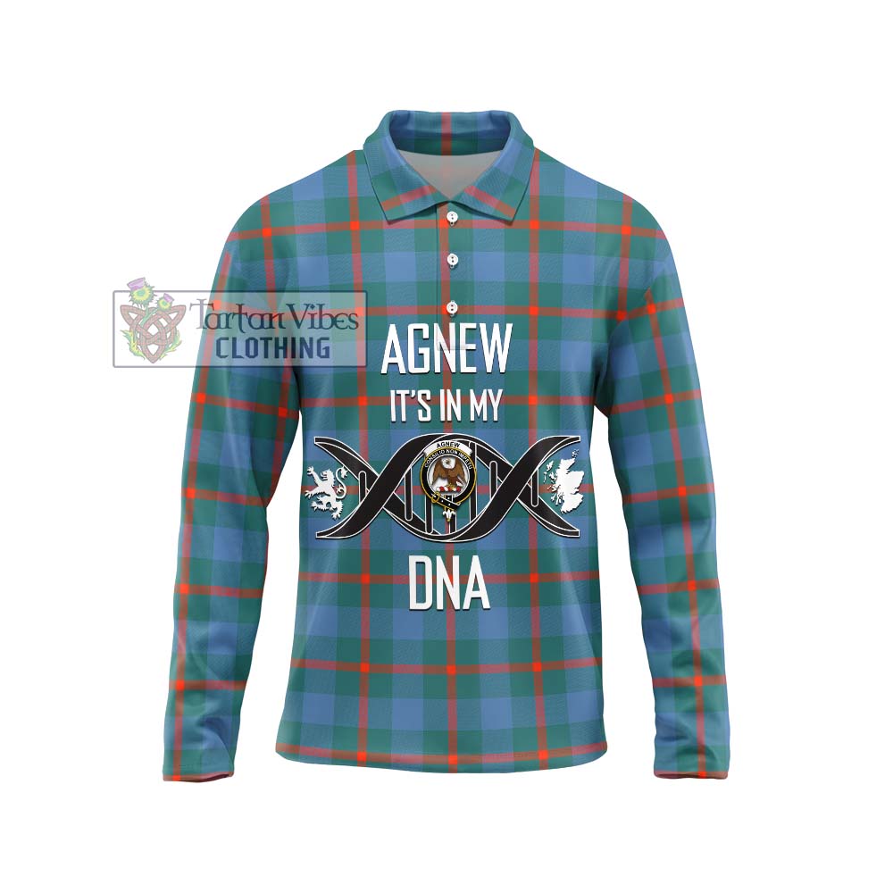 Agnew Ancient Tartan Long Sleeve Polo Shirt with Family Crest DNA In Me Style Unisex - Tartanvibesclothing Shop