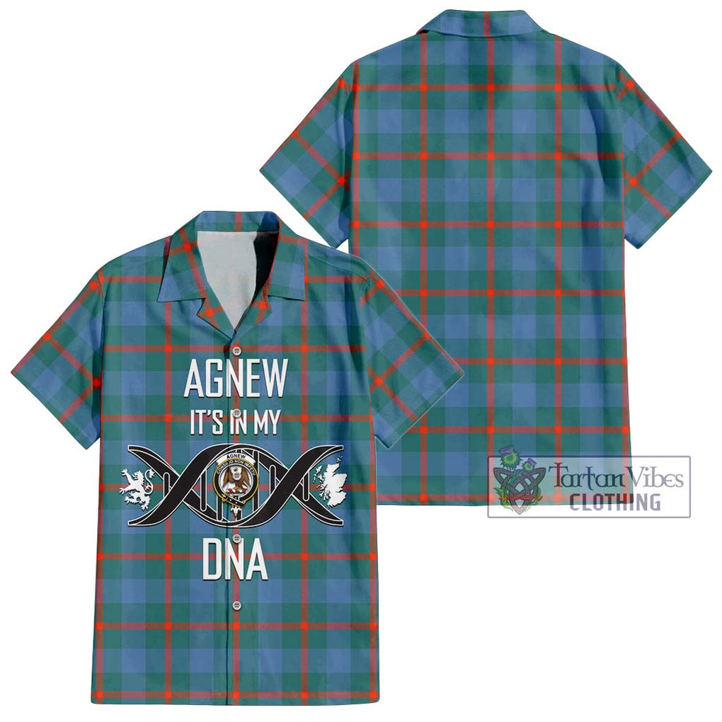 Agnew Ancient Tartan Short Sleeve Button Shirt with Family Crest DNA In Me Style Kid - Tartanvibesclothing Shop