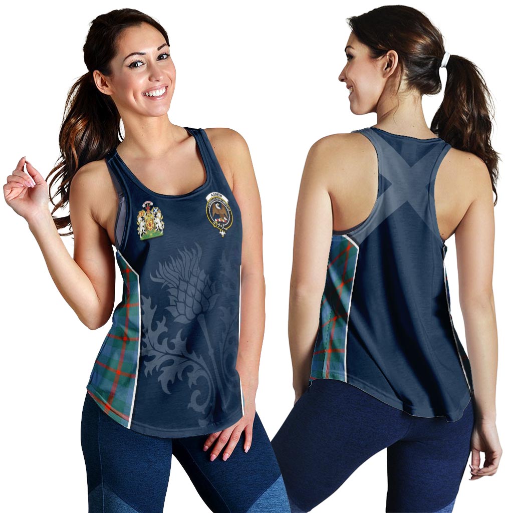 Tartan Vibes Clothing Agnew Ancient Tartan Women's Racerback Tanks with Family Crest and Scottish Thistle Vibes Sport Style