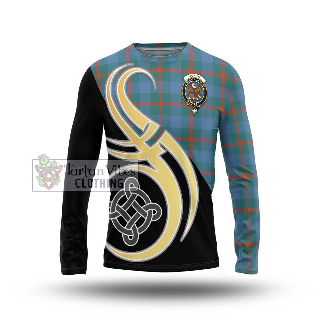 Agnew Ancient Tartan Long Sleeve T-Shirt with Family Crest and Celtic Symbol Style Unisex - Tartan Vibes Clothing