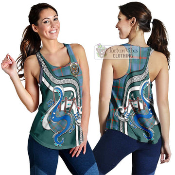 Agnew Ancient Tartan Women's Racerback Tanks with Epic Bagpipe Style