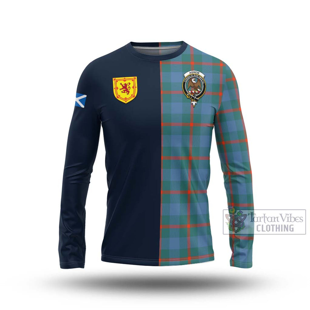 Tartan Vibes Clothing Agnew Ancient Tartan Long Sleeve T-Shirt with Scottish Lion Royal Arm Half Style