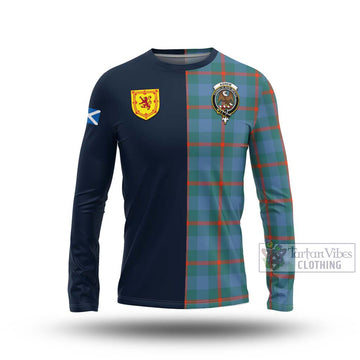 Agnew Ancient Tartan Long Sleeve T-Shirt Alba with Scottish Lion Royal Arm Half Style