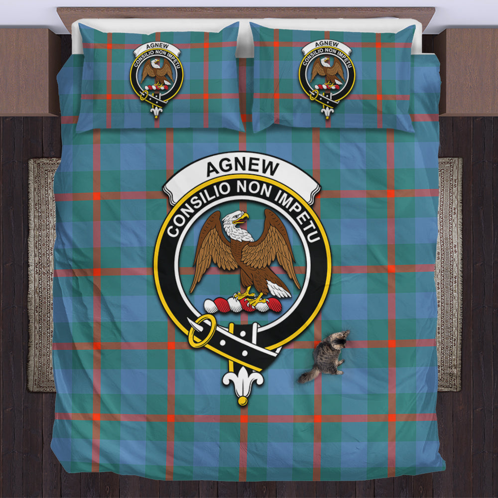 Agnew Ancient Tartan Bedding Set with Family Crest US Bedding Set - Tartan Vibes Clothing