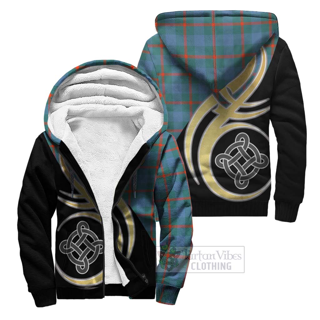 Agnew Ancient Tartan Sherpa Hoodie with Family Crest and Celtic Symbol Style Unisex S - Tartan Vibes Clothing