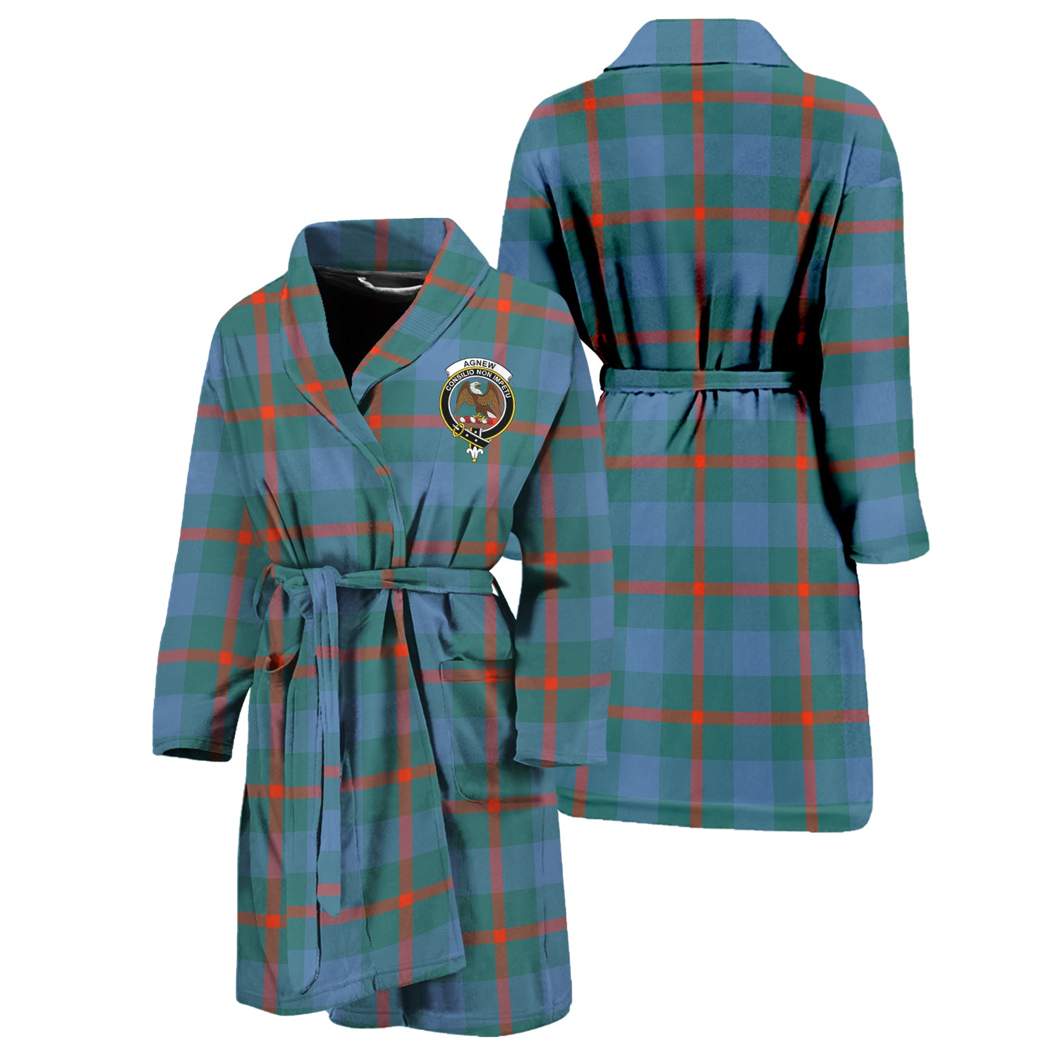 Agnew Ancient Tartan Bathrobe with Family Crest Unisex S - Tartan Vibes Clothing