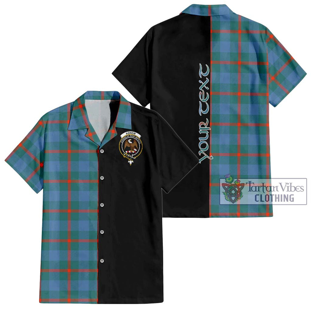 Agnew Ancient Tartan Short Sleeve Button Shirt with Family Crest and Half Of Me Style Kid - Tartanvibesclothing Shop