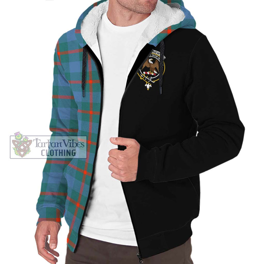 Agnew Ancient Tartan Sherpa Hoodie with Family Crest and Half Of Me Style Unisex S - Tartanvibesclothing Shop