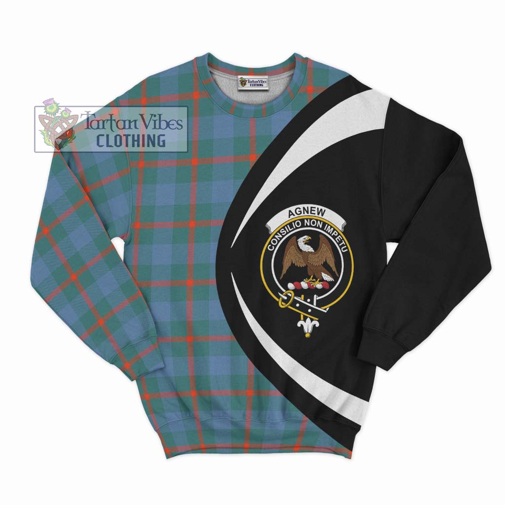 Agnew Ancient Tartan Sweatshirt with Family Crest Circle Style Unisex - Tartan Vibes Clothing