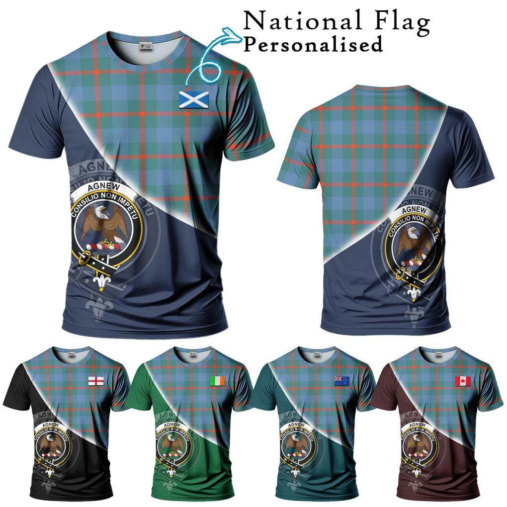 Agnew Ancient Tartan T-Shirt with Personalised National Flag and Family Crest Half Style Kid's Shirt - Tartanvibesclothing Shop