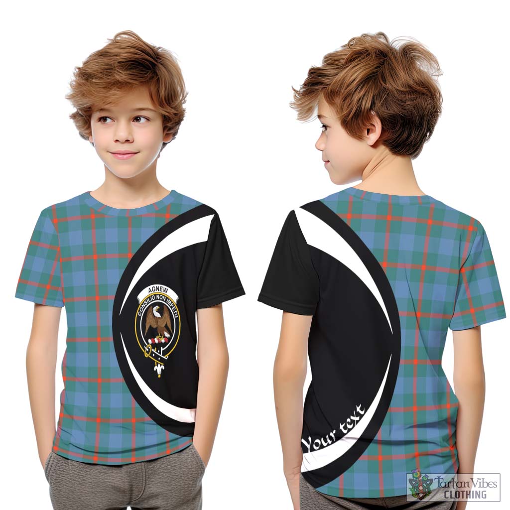 Agnew Ancient Tartan Kid T-Shirt with Family Crest Circle Style Youth XL Size14 - Tartan Vibes Clothing