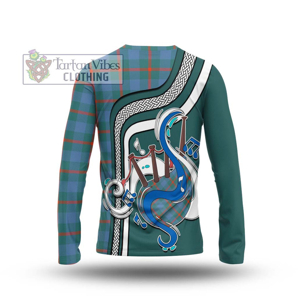 Tartan Vibes Clothing Agnew Ancient Tartan Long Sleeve T-Shirt with Epic Bagpipe Style