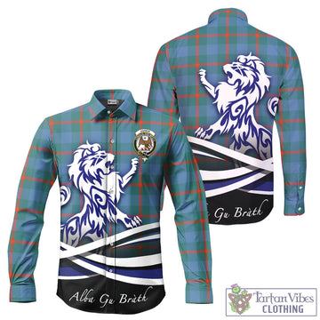 Agnew Ancient Tartan Long Sleeve Button Up Shirt with Alba Gu Brath Regal Lion Emblem