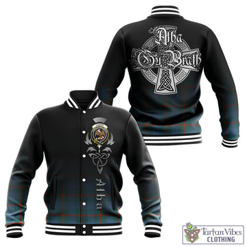 Agnew Ancient Tartan Baseball Jacket Featuring Alba Gu Brath Family Crest Celtic Inspired