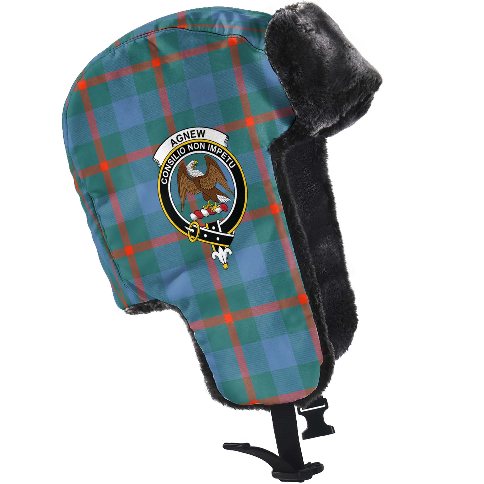 Agnew Ancient Tartan Winter Trapper Hat with Family Crest - Tartanvibesclothing