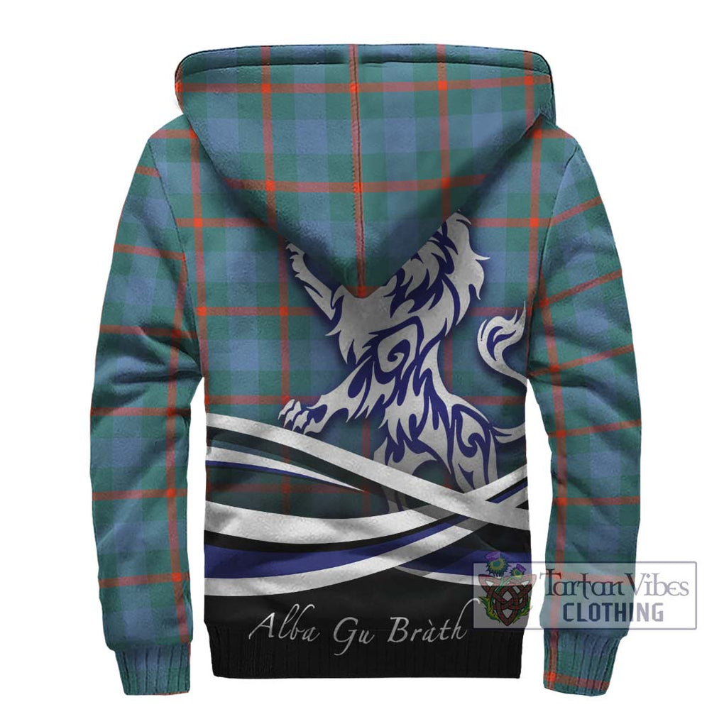 Agnew Ancient Tartan Sherpa Hoodie with Alba Gu Brath Regal Lion Emblem - Tartanvibesclothing Shop