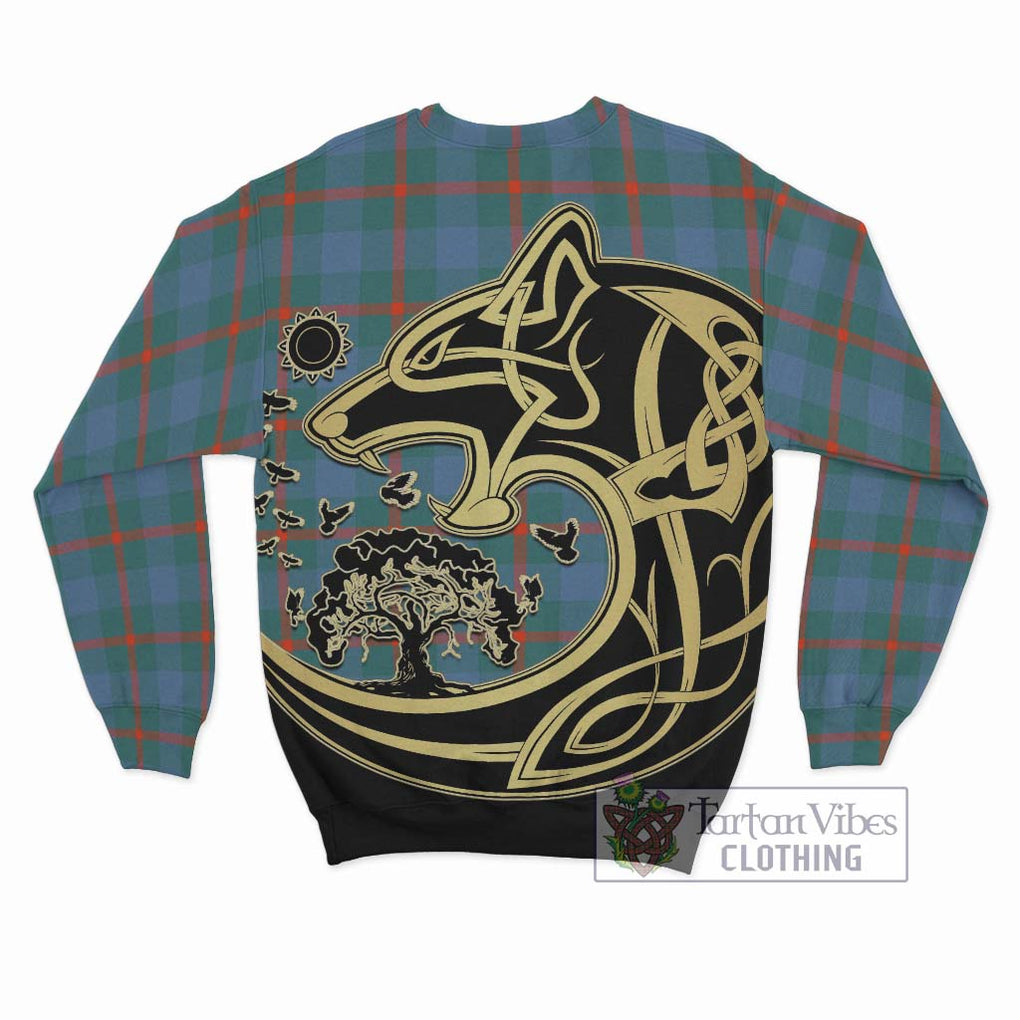 Agnew Ancient Tartan Sweatshirt with Family Crest Celtic Wolf Style - Tartan Vibes Clothing