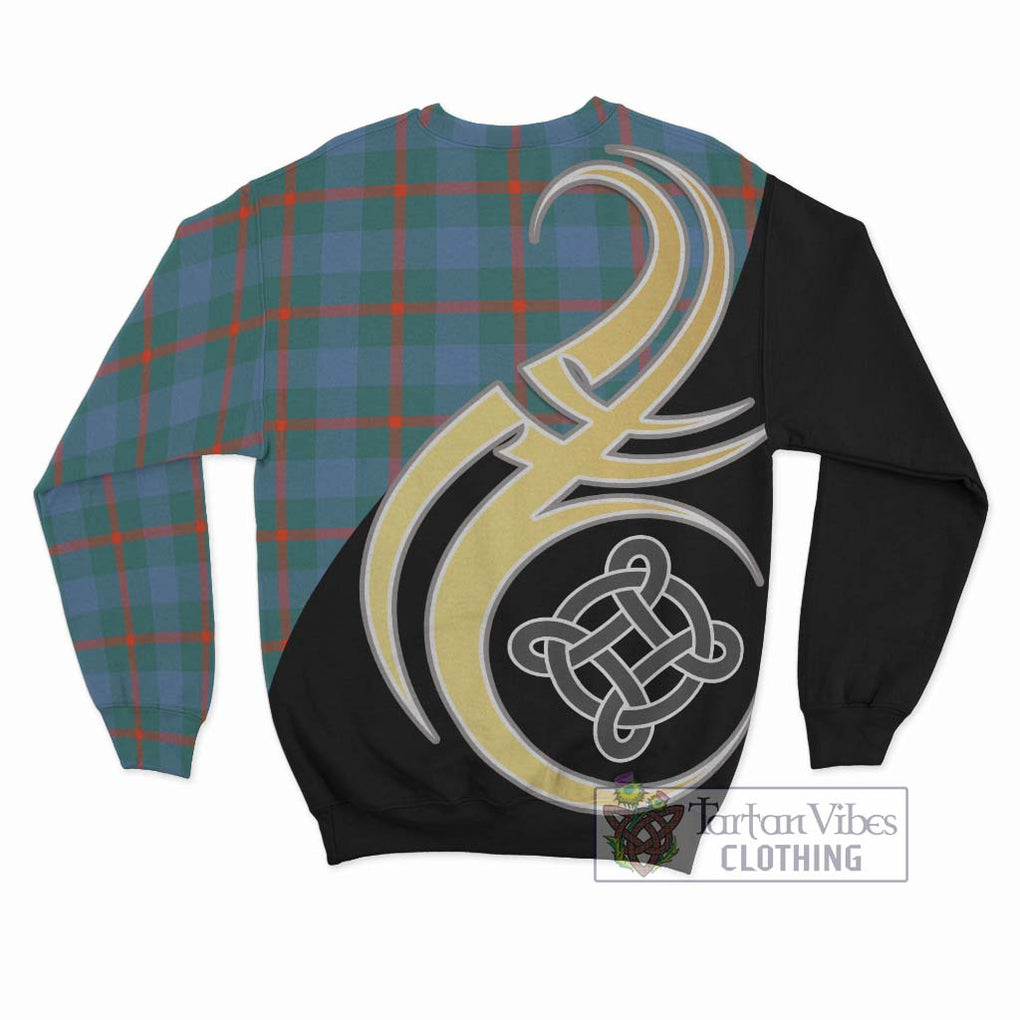 Agnew Ancient Tartan Sweatshirt with Family Crest and Celtic Symbol Style - Tartan Vibes Clothing