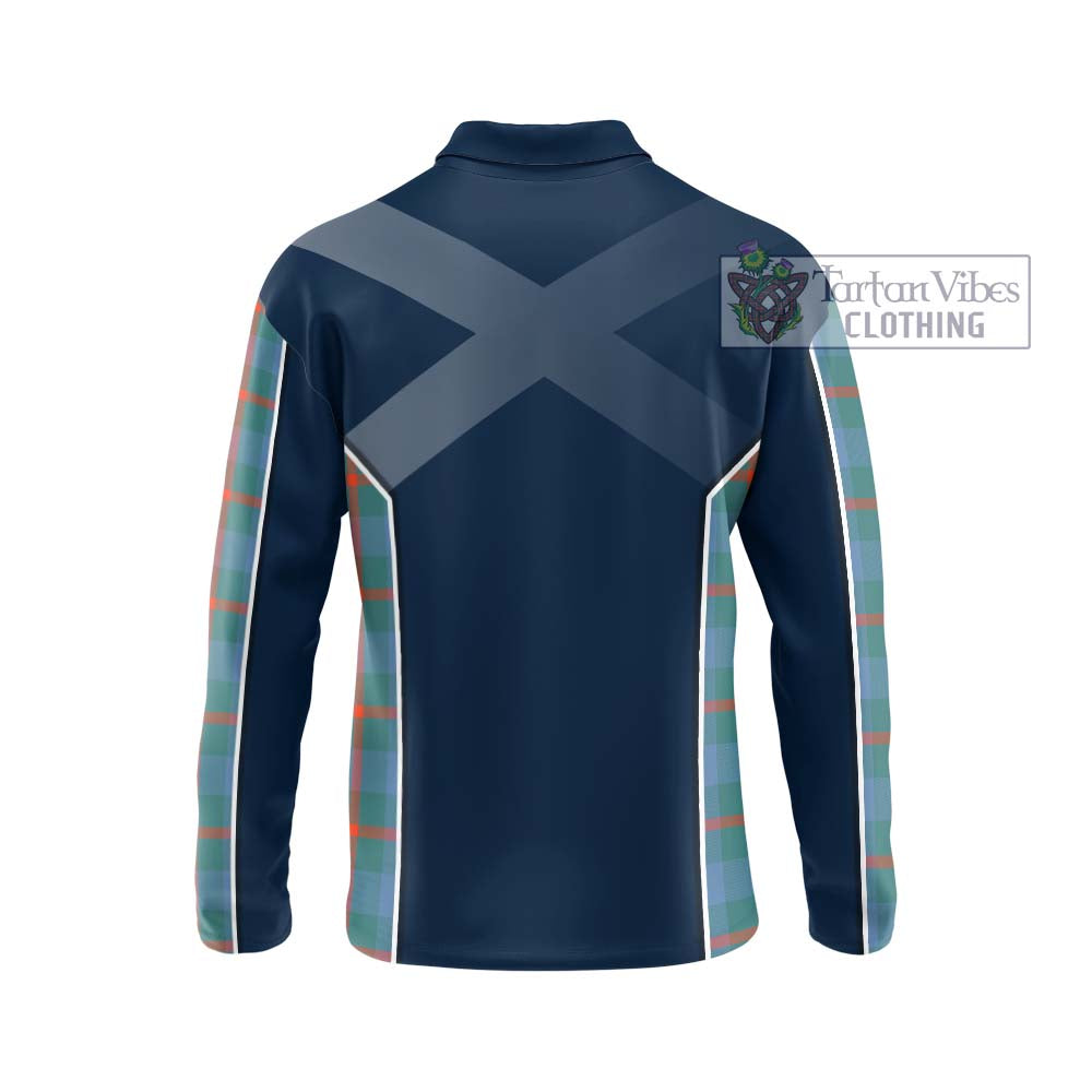 Agnew Ancient Tartan Long Sleeve Polo Shirt with Family Crest and Lion Rampant Vibes Sport Style - Tartan Vibes Clothing