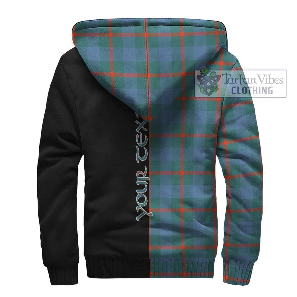 Agnew Ancient Tartan Sherpa Hoodie with Family Crest and Half Of Me Style - Tartanvibesclothing Shop