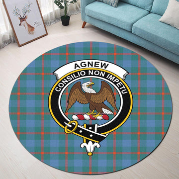 Agnew Ancient Tartan Round Rug with Family Crest