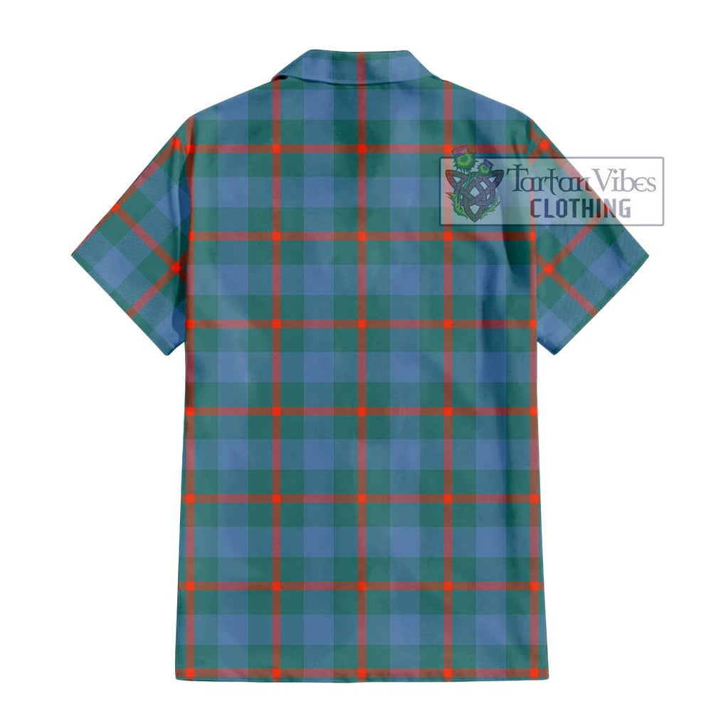 Agnew Ancient Tartan Short Sleeve Button Shirt with Family Crest DNA In Me Style - Tartanvibesclothing Shop