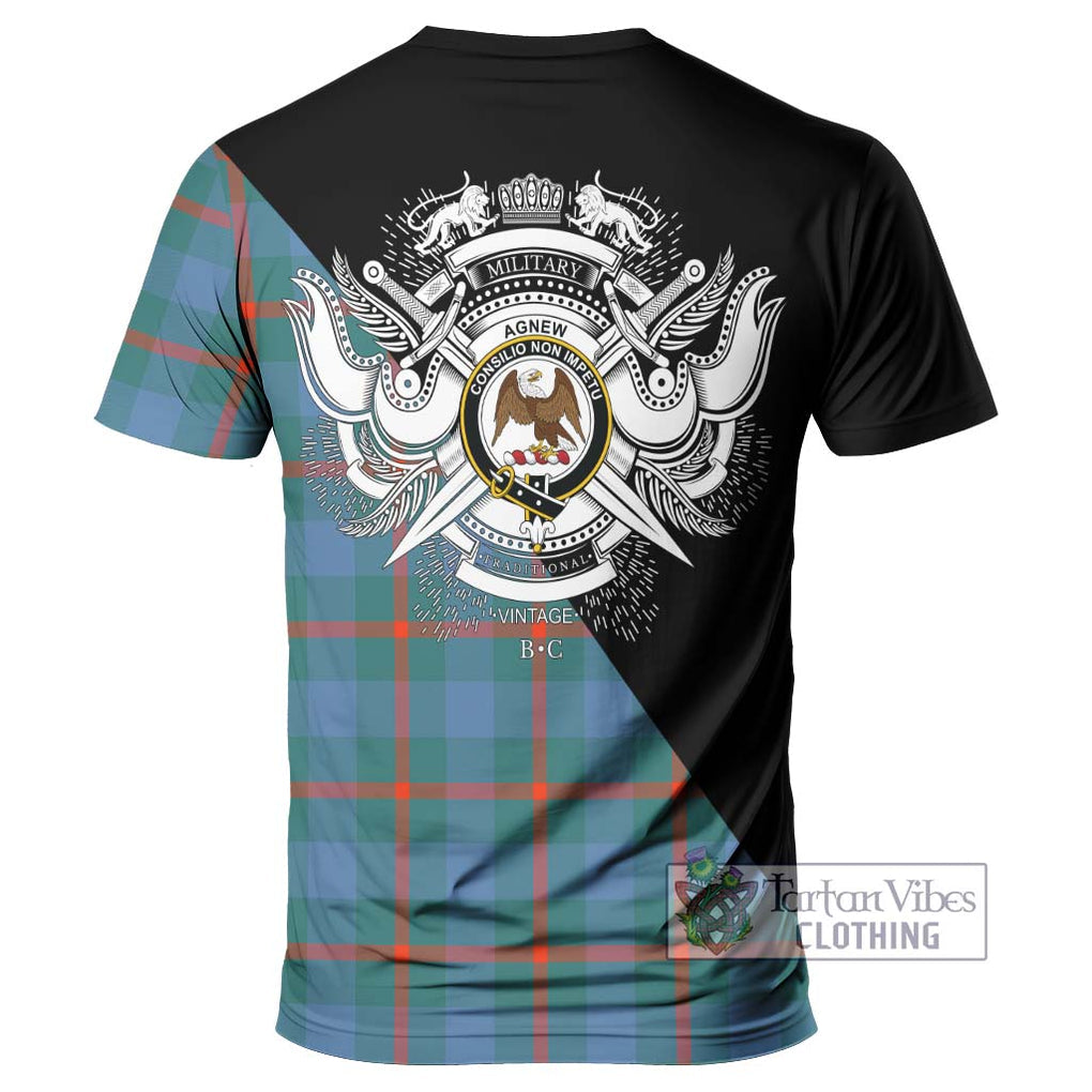 Agnew Ancient Tartan T-Shirt with Family Crest and Military Logo Style - Tartanvibesclothing Shop