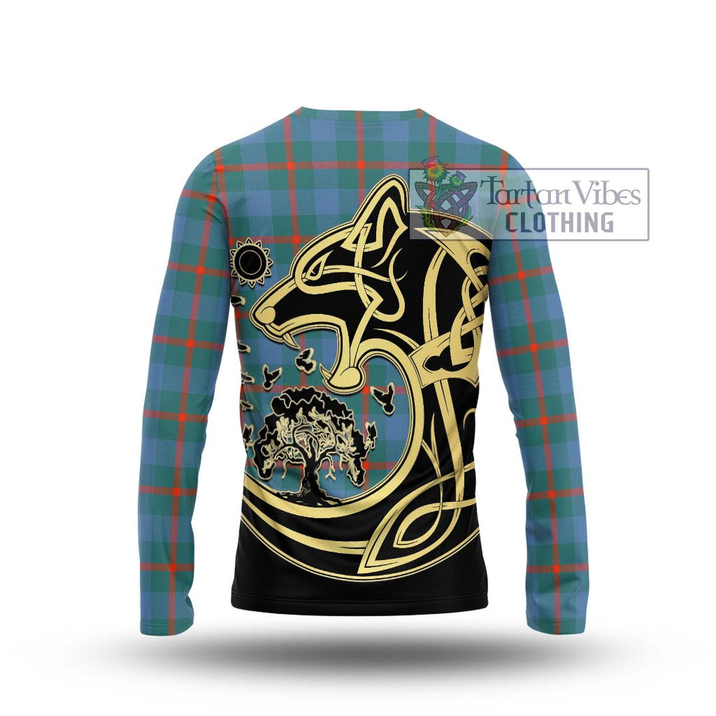 Agnew Ancient Tartan Long Sleeve T-Shirt with Family Crest Celtic Wolf Style - Tartan Vibes Clothing