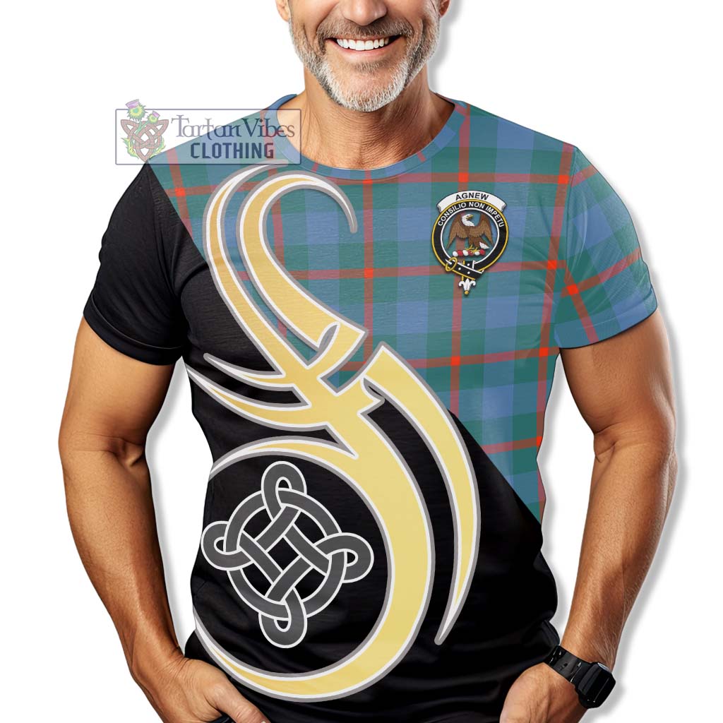 Tartan Vibes Clothing Agnew Ancient Tartan T-Shirt with Family Crest and Celtic Symbol Style