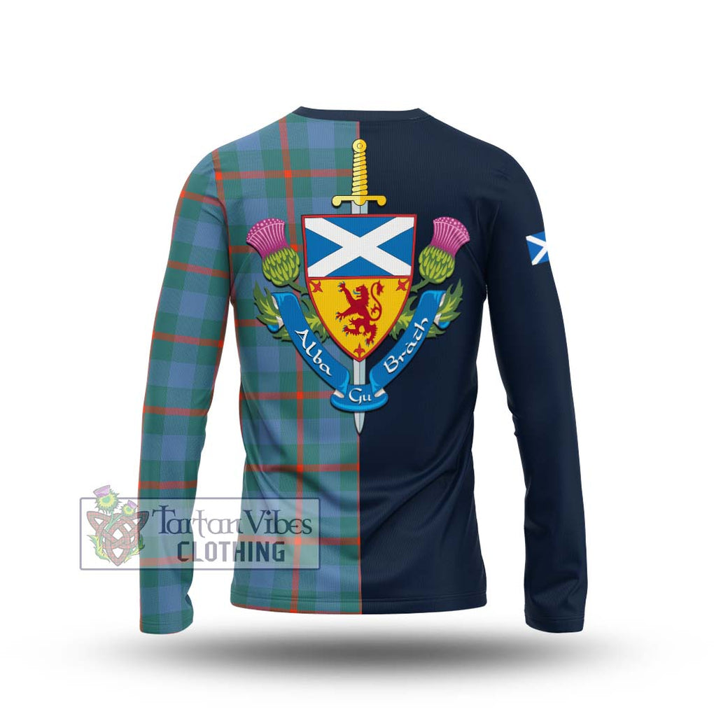 Tartan Vibes Clothing Agnew Ancient Tartan Long Sleeve T-Shirt with Scottish Lion Royal Arm Half Style