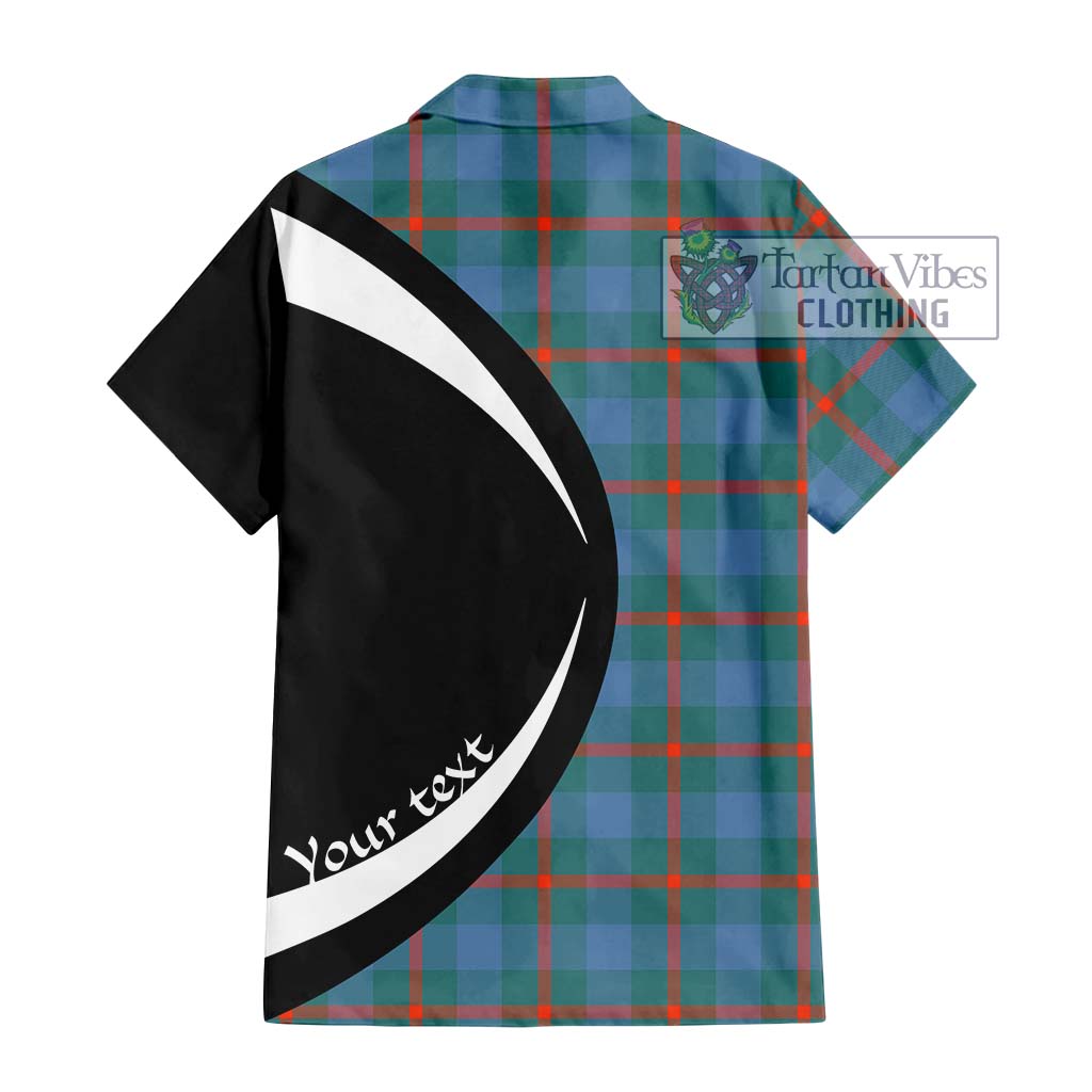 Agnew Ancient Tartan Short Sleeve Button Up with Family Crest Circle Style - Tartan Vibes Clothing